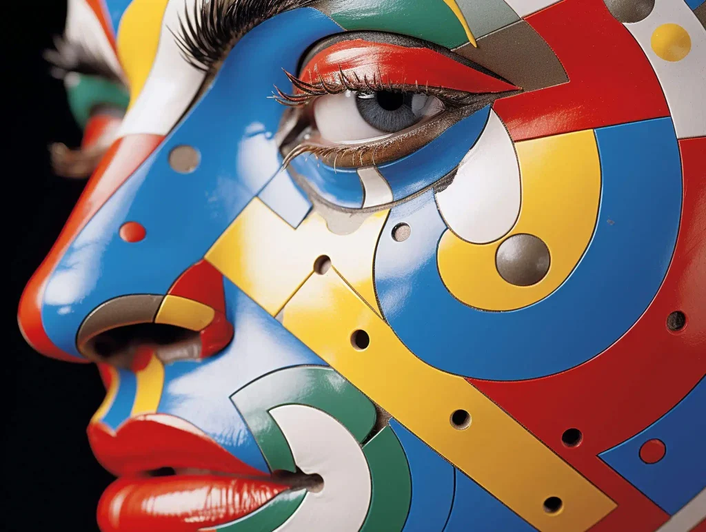 a close up of a person's face with a painted face