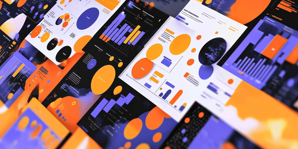 A collection of vibrant graphs and charts displaying various data trends and statistics in a visually engaging manner.