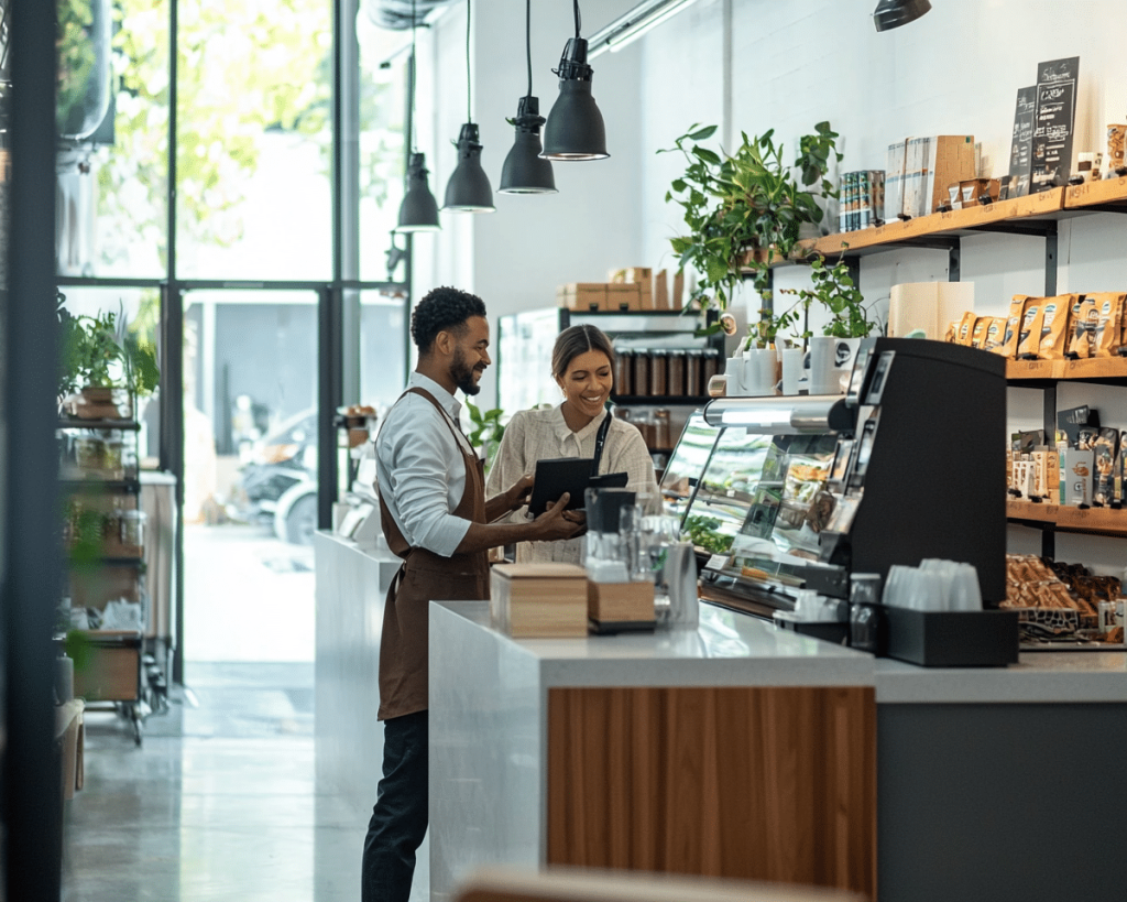 Coffe Shop Employees Learning the new Point of Sale System